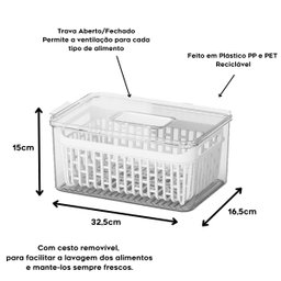 Organizador de Geladeira em Acrílico Cesto Organizador Dry Multiuso Verduras Legumes Frutas 6 Litros - 4 Organizador de Geladeira em Acrílico Cesto Organizador Dry Multiuso Verduras Legumes Frutas 6 Litros - 4