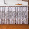 Cortina para Cozinha de pia e balcão de Renda Branca Corujinhas - 150cm x 80cm + 20cm Único - 1