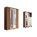 Ver imagem 1 de Guarda Roupa +cômoda 2 Peças Qc311 Jatoba/areia - Santos Andirá