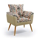 Ver imagem 2 de Kit 2 Poltronas Beta com Puff Solar Suede Estampado Laranja com Bege Aradecor