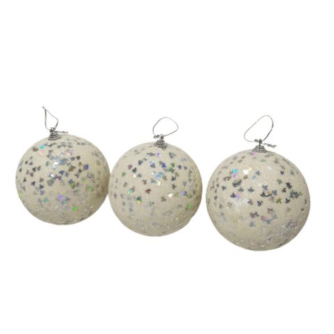 Bola de Natal Branca Kit C/ 3 Unid. Kit 3 Pçs.