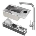 Ver imagem 1 de Kit Cuba Gourmet Zurique Aço Inox 304 Calha Oragnizadora Aço Inox Torneira Gourmet Toronto Aço Inox