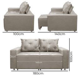 Sofá 2 Lugares Retrátil e Reclinável Bariloche 1.80cm C/ Molas - Veludo - 3