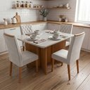 Ver imagem 2 de Conjunto Sala de Jantar Mesa 1,20m com Vidro Montreal 4 Cadeiras Bele