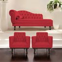 Ver imagem 3 de Kit Diva Recamier Juliana 140cm Lado Direito e 02 Poltronas Classic Suede Vermelho - Amarena Móveis