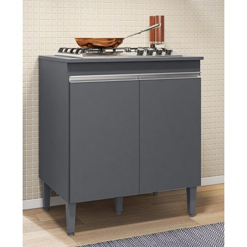 Balcão para Cooktop Andréia 2 Portas Cinza Fosco Ajl