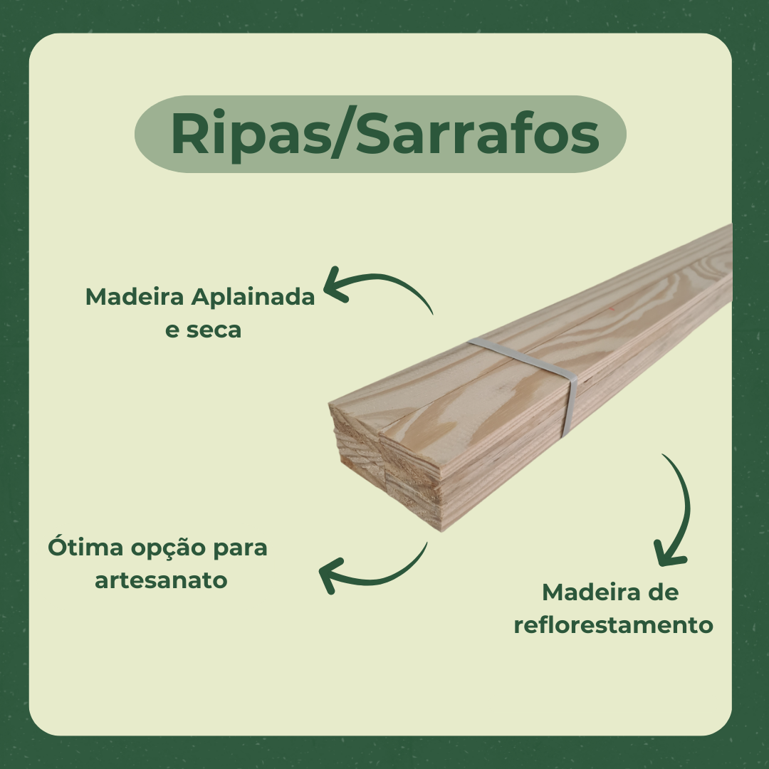 10 Ripas/sarrafos de 1x5x50 Cm Madeira de Pinus - 4