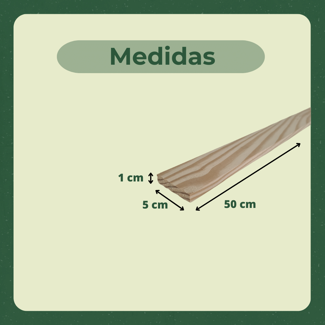 10 Ripas/sarrafos de 1x5x50 Cm Madeira de Pinus - 3