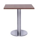 Ver imagem 1 de Mesa Beta Big em Inox 75 cm (Altura) com Disco Redondo com Tampo em MDP Quadrado 70 cm Cor Imbuia