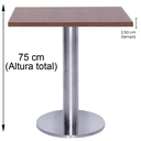 Ver imagem 6 de Mesa Beta Big em Inox 75 cm (Altura) com Disco Redondo com Tampo em MDP Quadrado 70 cm Cor Imbuia
