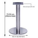 Ver imagem 5 de Mesa Beta Big em Inox 75 cm (Altura) com Disco Redondo com Tampo em MDP Quadrado 70 cm Cor Imbuia