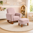 Ver imagem 1 de Poltrona Amamentação Nuvem Base Balanço com Puff Suede:Suede Rose