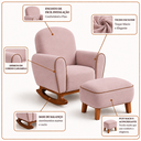 Ver imagem 2 de Poltrona Amamentação Nuvem Base Balanço com Puff Suede:Suede Rose