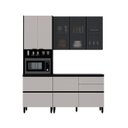 Ver imagem 2 de Cozinha Modulada 3 Peças 7 Portas 5 Gavetas MDF Dodradiça Slow Motion Lúmina Itatiaia Grafite/Fendi Cinza