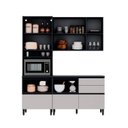 Ver imagem 4 de Cozinha Modulada 3 Peças 7 Portas 5 Gavetas MDF Dodradiça Slow Motion Lúmina Itatiaia Grafite/Fendi Cinza
