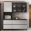 Ver imagem 1 de Cozinha Modulada 3 Peças 7 Portas 5 Gavetas MDF Dodradiça Slow Motion Lúmina Itatiaia Grafite/Fendi Cinza