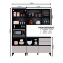 Ver imagem 3 de Cozinha Modulada 3 Peças 7 Portas 5 Gavetas MDF Dodradiça Slow Motion Lúmina Itatiaia Grafite/Fendi Cinza