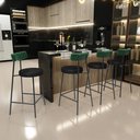Ver imagem 2 de Banqueta Baixa Cozinha Sala Jantar Bancada Milão L02 Facto Verde Musgo Preto - lyam decor Lyam Decor