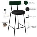 Ver imagem 3 de Banqueta Baixa Cozinha Sala Jantar Bancada Milão L02 Facto Verde Musgo Preto - lyam decor Lyam Decor