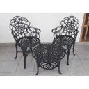 Ver imagem 2 de Conjunto de Mesa para Jardim com 2 Poltronas e Mesa Baixa Jardim Preto Fosco em Alumínio Fundido Uni