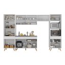 Ver imagem 4 de Armário Cozinha Modulada Completa 314cm com Balcão Veneza Multimóveis Mp3756 Branco/dourado