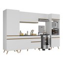 Ver imagem 2 de Armário Cozinha Modulada Completa 314cm com Balcão Veneza Multimóveis Mp3756 Branco/dourado