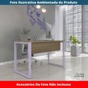 Ver imagem 2 de Mesa Escritório P25 Tub Pandin 120 Cm (larg) Tampo Mdp Noce Naturalle Pé Aço Tubular Lilás