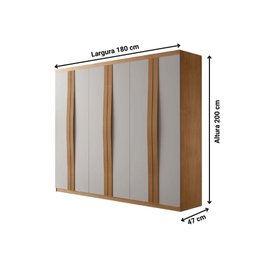 Guarda Roupa de Casal 6 Portas 2 Gavetas Grecia Rufato Móveis Naturalle/off White - 3 Guarda Roupa de Casal 6 Portas 2 Gavetas Grecia Rufato Móveis Naturalle/off White - 3