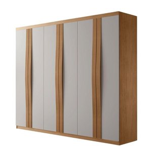 Guarda Roupa de Casal 6 Portas 2 Gavetas Grecia Rufato Móveis Naturalle/off White