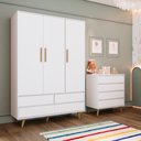 Ver imagem 1 de Quarto de Bebê Cômoda Gaveteiro Guarda Roupa Lorena 3 Portas Branco Carolina Baby