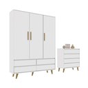 Ver imagem 2 de Quarto de Bebê Cômoda Gaveteiro Guarda Roupa Lorena 3 Portas Branco Carolina Baby