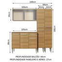 Ver imagem 3 de Cozinha Completa Madesa Emilly Fly com Armário Vidro, Balcão e Paneleiros Rustic Cor:Rustic