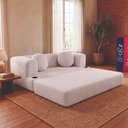 Ver imagem 1 de Sofá Cama Hali 1,50m Xpand Tech Tecido Bouclê Cinza Claro Cama Inbox