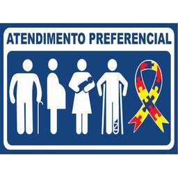 PLACA INDICATIVA ATENDIMENTO PREFERENCIAL 25x15 PS AZUL - 1