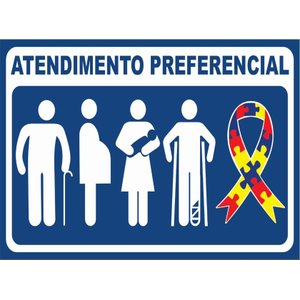 PLACA INDICATIVA ATENDIMENTO PREFERENCIAL 25x15 PS AZUL