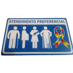 PLACA INDICATIVA ATENDIMENTO PREFERENCIAL 25x15 PS AZUL - 3