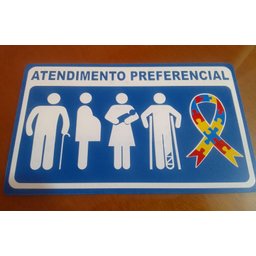 PLACA INDICATIVA ATENDIMENTO PREFERENCIAL 25x15 PS AZUL - 2