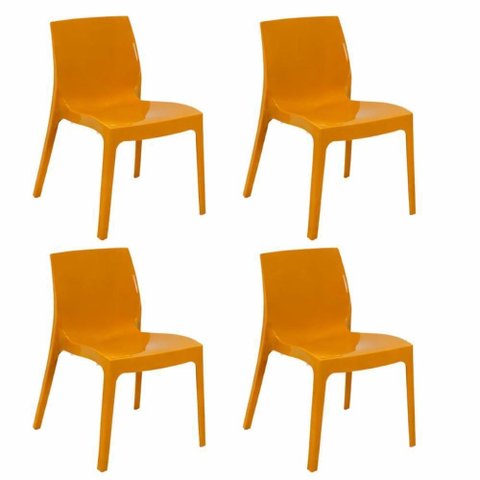 Cadeira Alice em Polipropileno Amarelo Mostarda Kit com 4 Tramontina