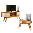 Ver imagem 1 de Rack Bancada Valência com Aparador Estoril Cinamomo Off White - Madetec