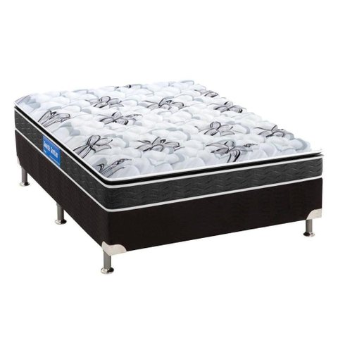 Cama Box Casal: Colchão Ortopédico Probel Guarda Costas Extra Firme + Base Crc Suede Black(138x188