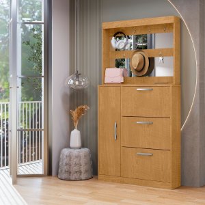 Conjunto Espelheira e Sapateira Manu 4 Portas Organização:nature