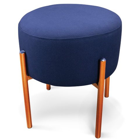 Puff Iron Linho Azul Marinho A77 Base Metálica Cobre - D’Rossi