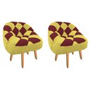 Ver imagem 1 de Kit 02 Poltrona Paloma Escritório Sala Pé Palito Suede Amarelo e Suede Vinho - Dominic Decor
