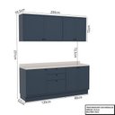 Ver imagem 3 de Cozinha Compacta Modulada 7 Portas 3 Gavetas 100% MDF Sevilha Azul/Órion