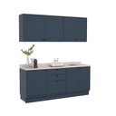 Ver imagem 2 de Cozinha Compacta Modulada 7 Portas 3 Gavetas 100% MDF Sevilha Azul/Órion