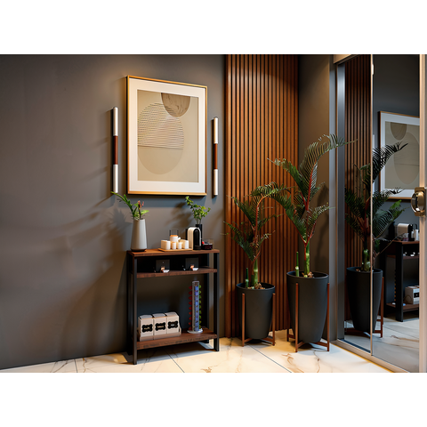 Aparador Mesinha, Mesa de Apoio, Mesa de Impressora Escritório, Mesa de Café, Sala. Cor: Tabaco