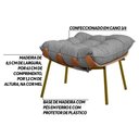 Ver imagem 3 de Kit 2 Puffs Decorativos Sala de Estar Abel Base de Madeira Dourada Linho Cinza - Gran Belo