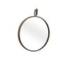 Espelho Decorativo Short Strip Marrom Alça Corino Preta 50cm Redondo Marrom/Preto, 50 cm - 4