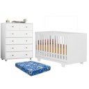 Ver imagem 1 de Berço Nacional Life 2217 com Colchão Ortobom e Cômoda Vittoria 6 Gavetas Branco - Móveis Albatroz