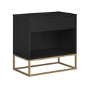 Ver imagem 1 de Mesa de Cabeceira Malta Preto para Cama Casal com Pés de Ferro Estilo Industrial Dourado